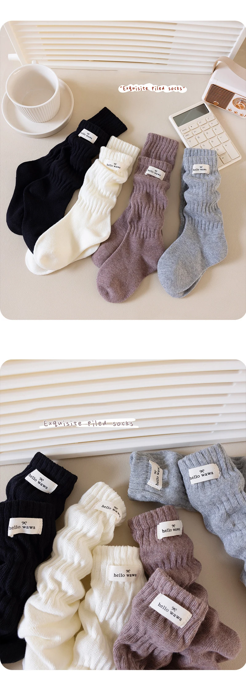 Lange Mädchen Socken Einfarbig Kinder Lange Socke Mädchen Student Pile-up Socken Bogen Warme Grils Strumpf Für 1-12 jahre – Detail 13