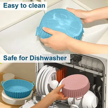 Silicone Air Fryers Oven Baking Tray Pizza Fried Chicken Airfryer Silicone Basket Reusable Airfryer Pan Liner Accessories 2