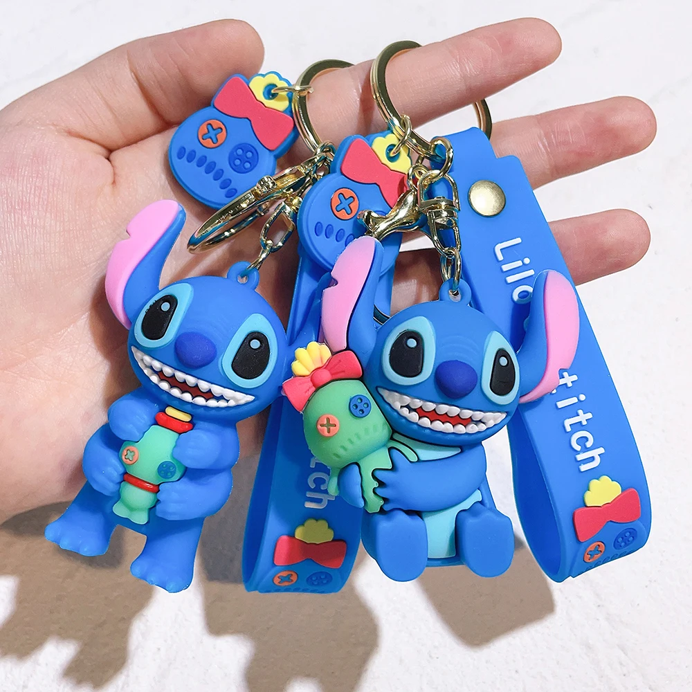 Disney-llavero de Lilo & Stitch para pareja, llaveros de figura de Anime,  adorno de bolso, llavero de coche, accesorios de regalo