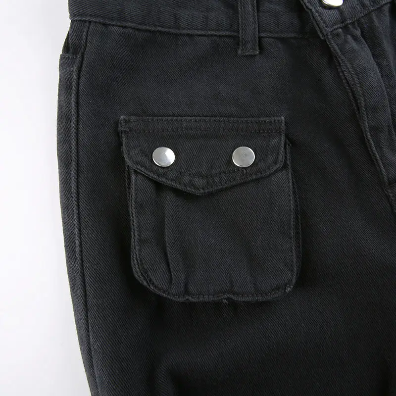 old navy jeans JMPRS Gothic Bandage Women Baggy Jeans Aesthetic Harajuku Cartoon Print Black Denim Trousers Dark Academia Hight Waist Pants hollister jeans