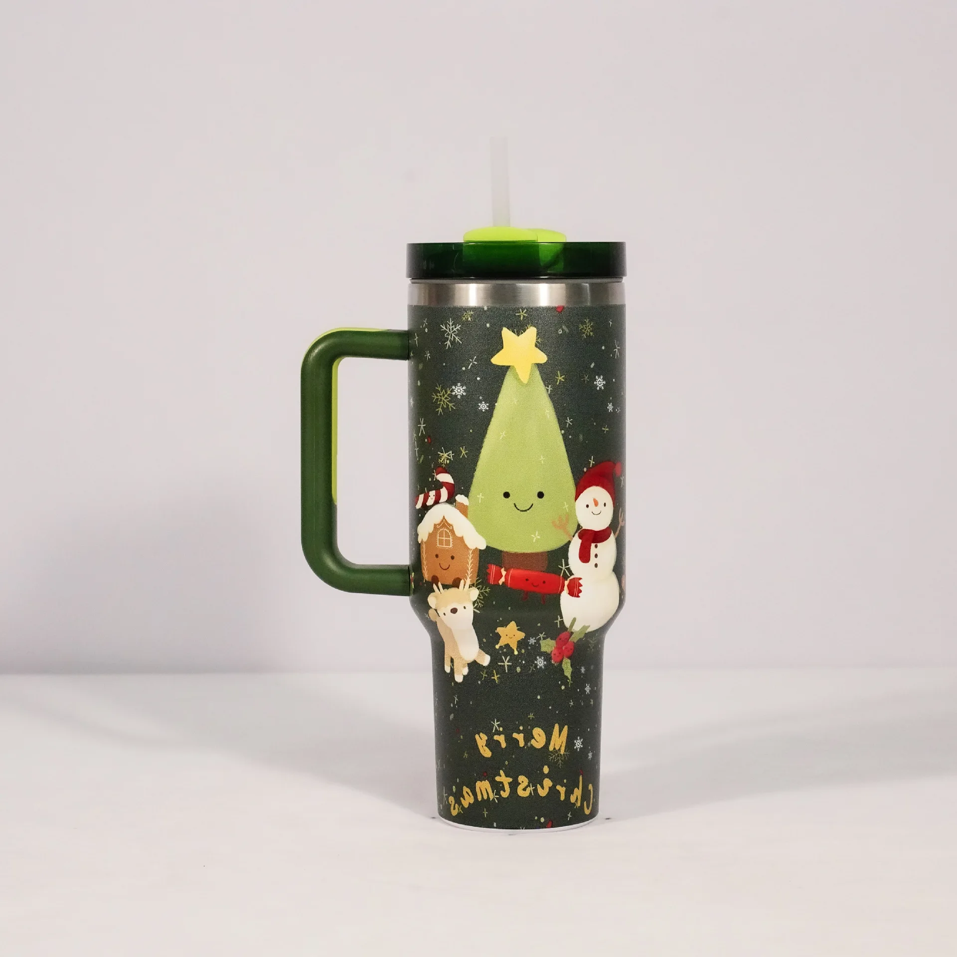 1pc 1200ml/40oz Portable Engraved Christmas Tumbler 2.0 With