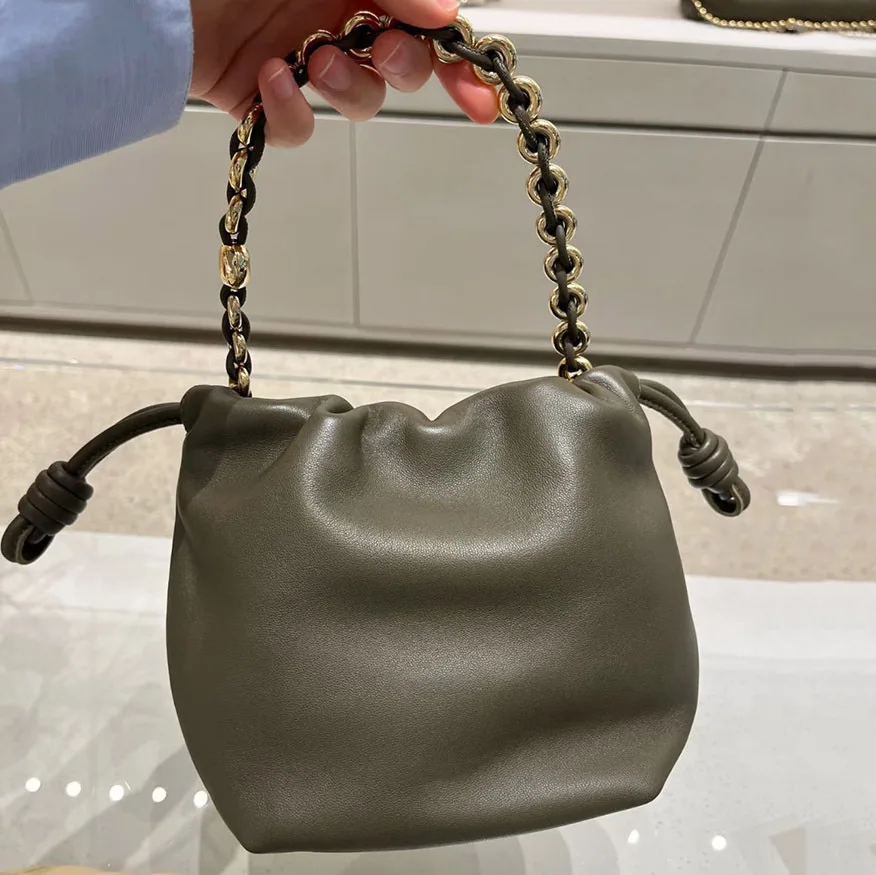 New Women's Cloud Bag Drawstring Hobos Bag Crossbody Bag Real Leather One Shoulder Bag Casual Bucket Bag 6