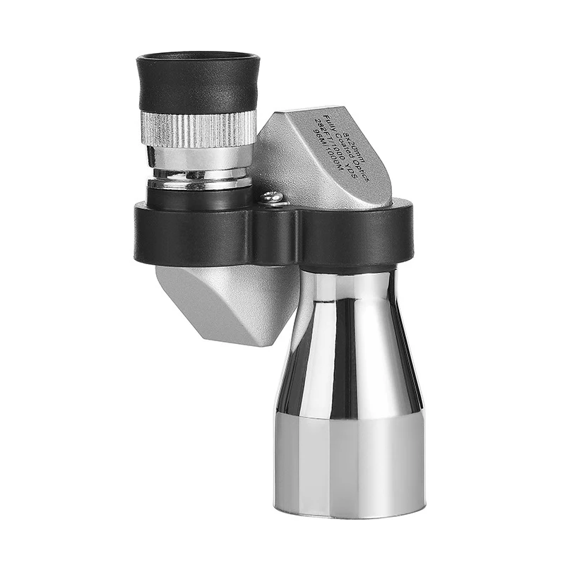 Portable 12x32 Mini Monocular Telescope Silver High Definition Corner Shape Metal Optical Monoculars for Outdoor Camping Travel 2