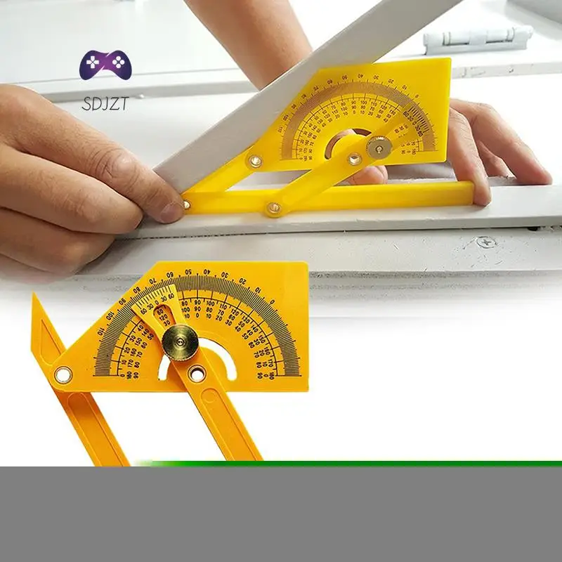 

1Pcs Yellow Angle Ruler Angle Ruler 180 Degree Ruler Woodworking Ruler Foldable Easy To Carry Convenient For Angle Measurement