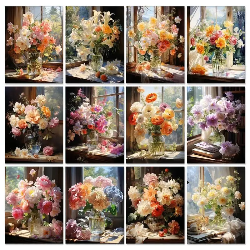 

SDOYUNO 60x75cm Painting By Numbers With Frame Canvas Painting Flowers Paint By Numbers Adult Crafts Wall Art Home Decors