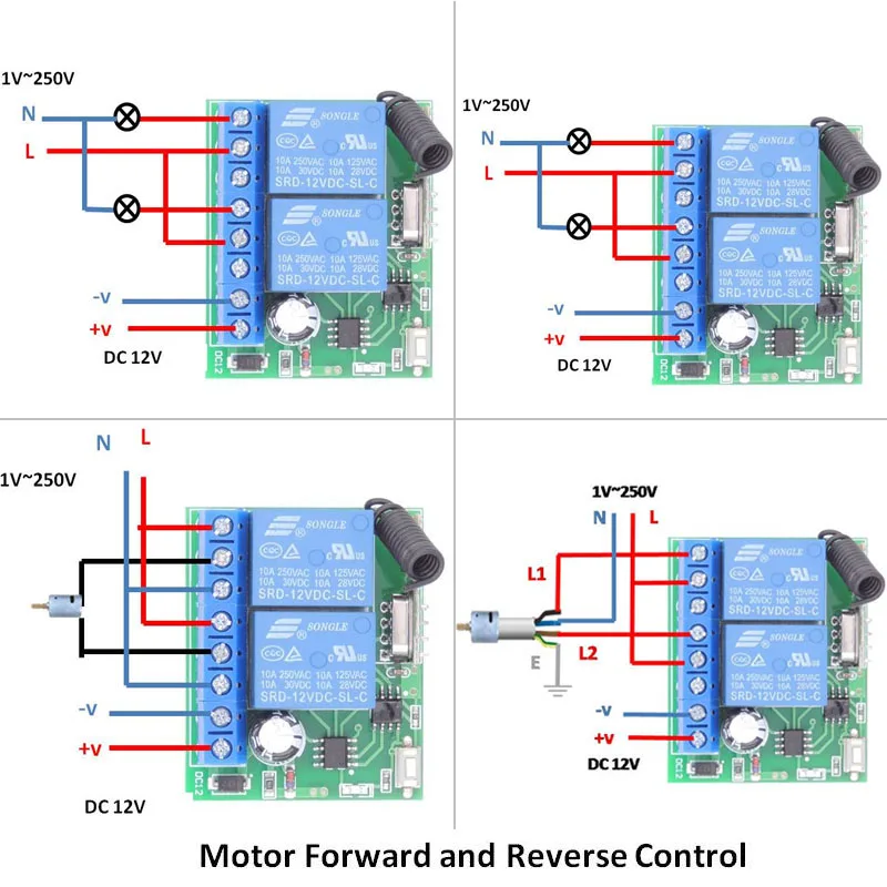 Dc 12V 10A Relais 2Ch Wireless Rf Fernbedienungsschalter Sender