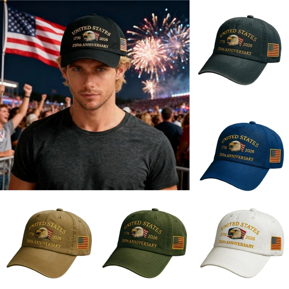 Bald Eagle Cap, bequeme USA-Baseballkappe, 250-jähriges Jubiläumshut, patriotische Baseballkappe für alle Jahreszeiten, für Sommer-Familienkopfbedeckungen – Detail 15