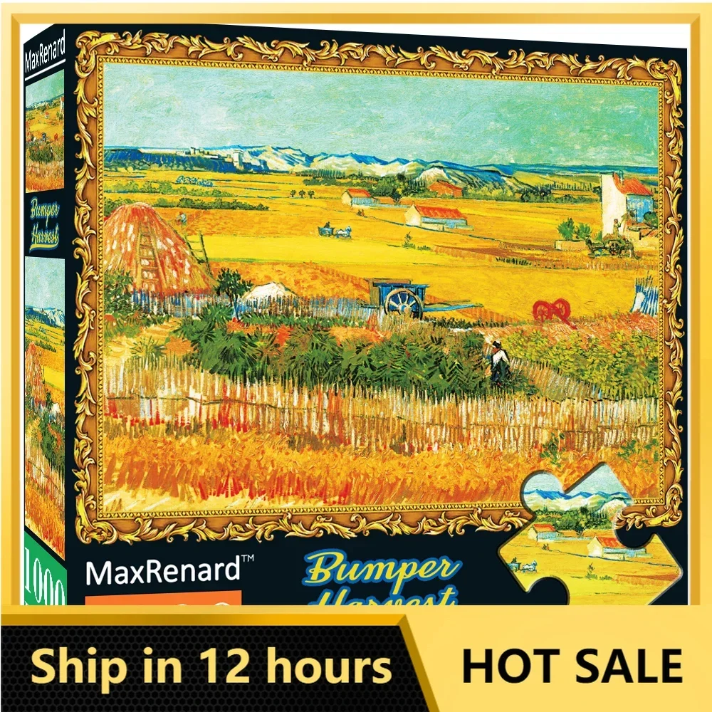 

MaxRenard 68*49cm Jigsaw Puzzle 1000pcs Adult Fine Art Painting Collection Toys Van Gogh Bumper Harvest Home Wall Decoration