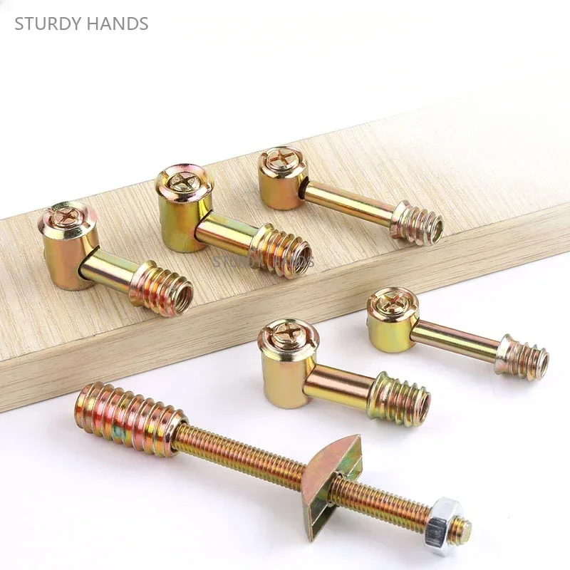 10 sets of iron four in one connectors bed assembly hammers nuts screws eccentric wheels furniture hardware accessories