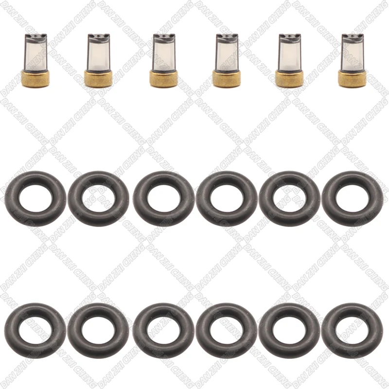 

6 set Fuel Injector Service Repair Kit Filters Orings Seals Grommets for H132259 Renault Clio Mk3 Megane MK2 MK3 Modus Grand