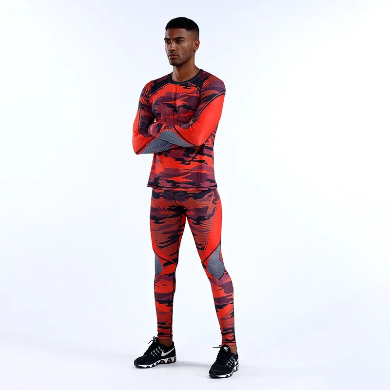 2pcs Compression Sportswear Sets Men Gym Fitness Workout Sports Suit Training Leggings Elastic Tights Jogging Tracksuits Running