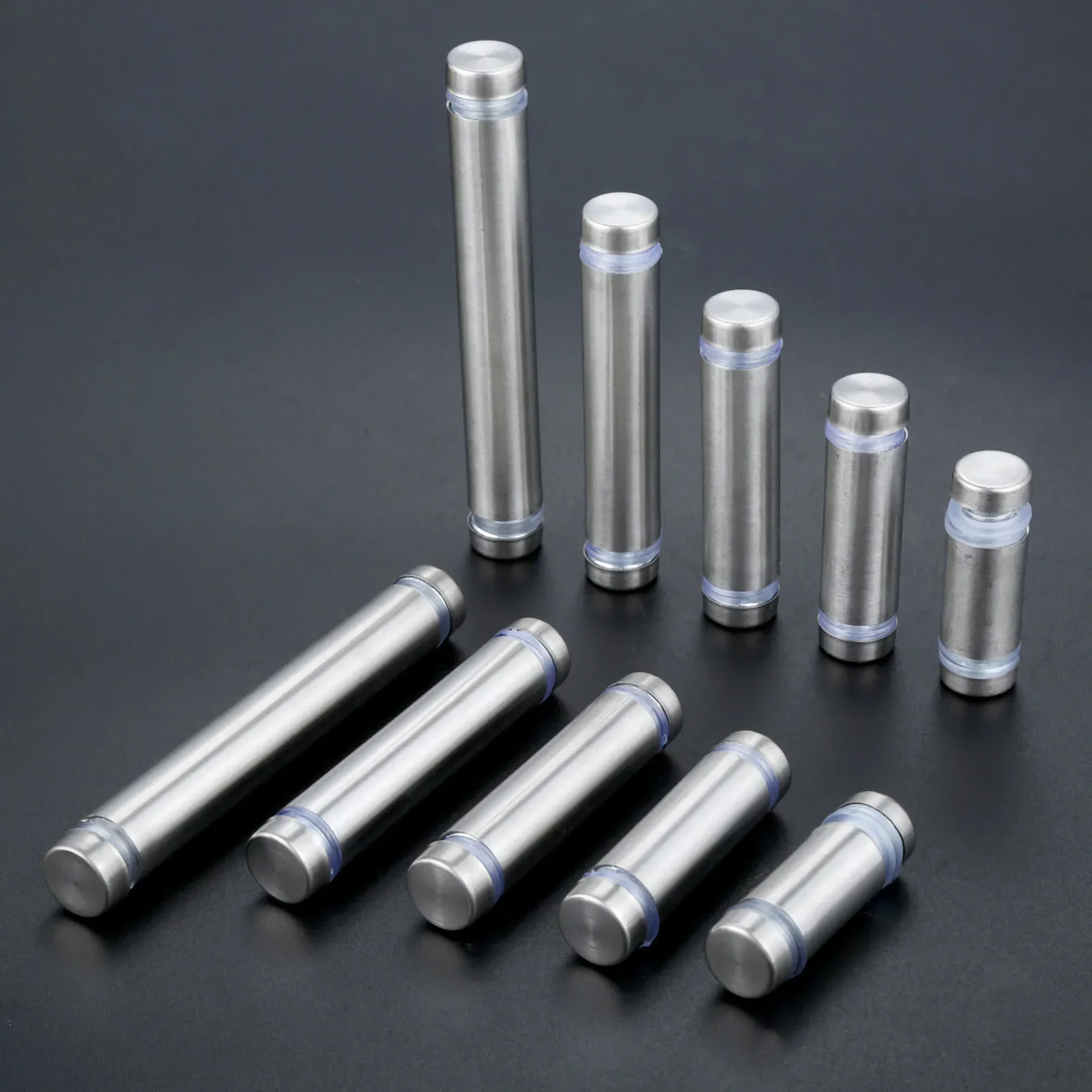 Dupla Cabeça Vidro Fixadores de Anúncio Standoffs Pin Nails Billboard Fixação Parafusos Hardware Dia 12 mm Aço Inoxidável 20 Pcs