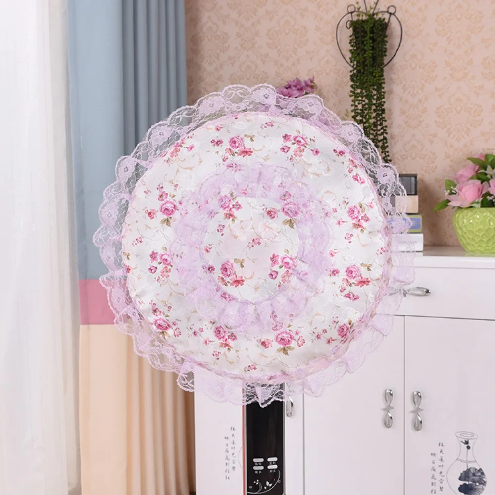 Pastoral Style Lace Electric Fan Cover Round All-inclusive Fan Dust Cover Safety Protection Dust Prevention