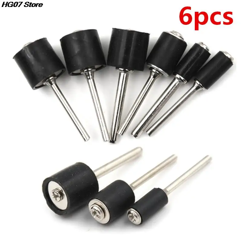 

6pcs Rubber Mandrel 1/8 1/4 inch Grinder Drum Sanding Sandpaper Circle Kit Polishing Nails For Dremel Rubber Drum Mandrel