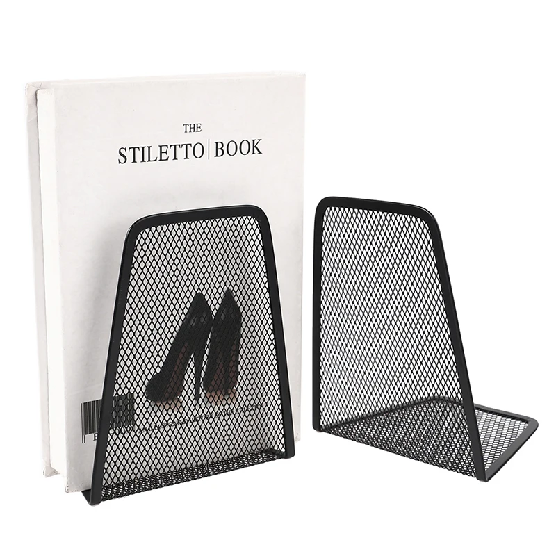 

1 Pair Metal Mesh Desk Organizer Desktop Office Accessories Home Book Holder Bookends Black