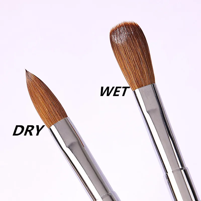 100% Pure Kolinsky Nail Brush Silver UV Gel Polish Nail Art Extension Builder Manicure Nail Pen Painting Drawing Brushes 4