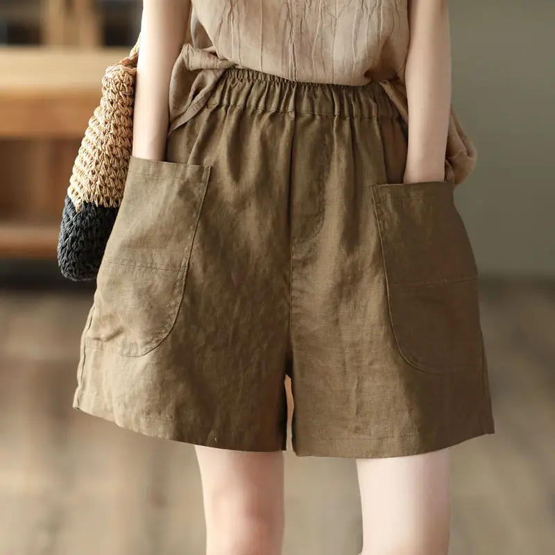 

Women Summer Simplicity Loose Large Size Appear Thin Solid Color High Waist Wide Leg Women Clothes Casual All-match Trousers