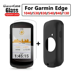 Premium Silicone Case with Tempered Glass Screen Protector Cover - Garmin 530 (White Case Glass)