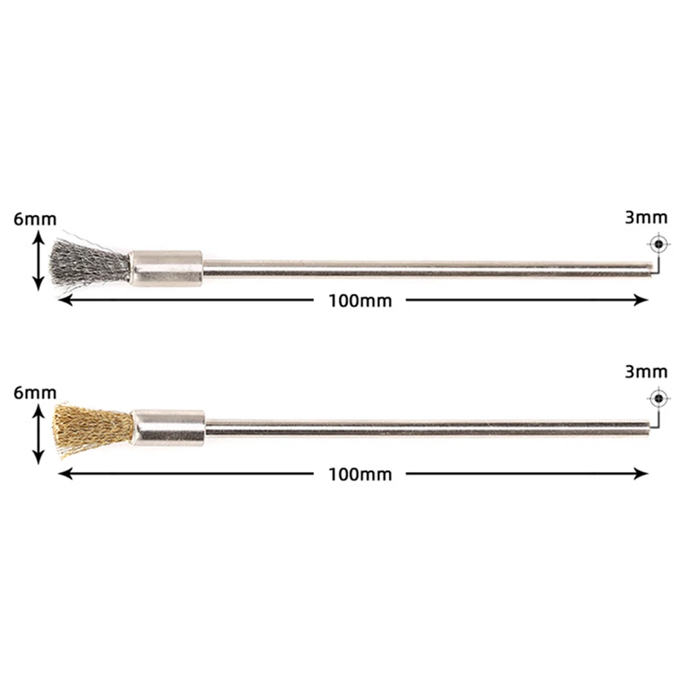Wire Brushes Brass Stainless Steel 3mm Shank Extended Brush For Dremel Drill Polishing Grinding Wheel Cleaning Brush 5pcs