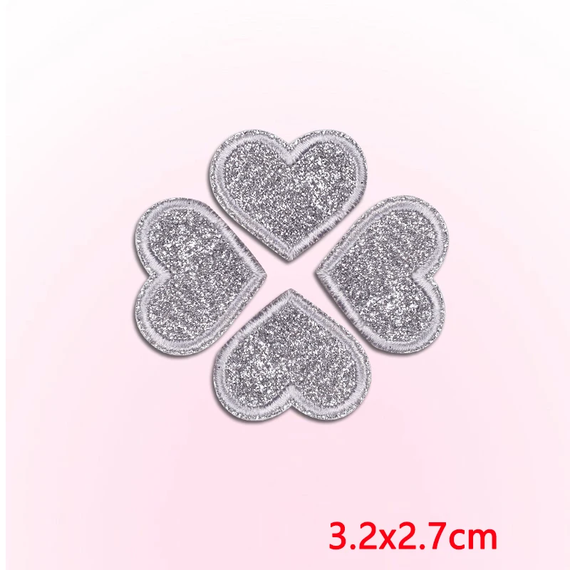 10 Stück Großhandel Neue Glitzer-Herz-Aufnäher, bestickte Aufbügelpatches für Kleidung, bunte Glitzer-Stern-Aufnäher für Kleidung – Detail 10