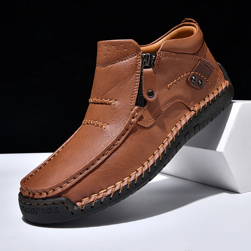 Leather Men Casual Shoes Handmade Breathable Mens Loafers Fashion Men Sneakers Moccasins Luxury Brand Boat Shoes