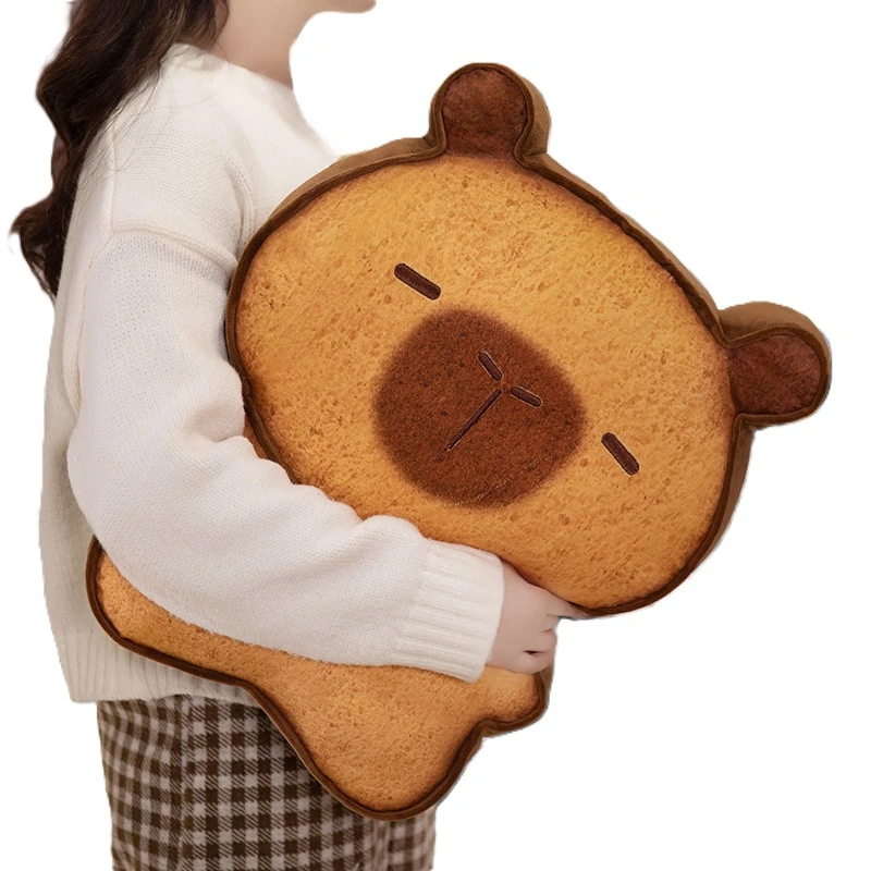 Kawaii Plush Biscuit Capybara Throw Pillow Capibara Cake Cookie Toast Keychain Sofa Cushion Nap Sleeping Toys Birthday Gift