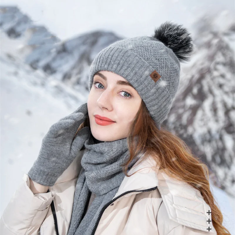 hat-scarf-and-glove-set-for-women-winter-warm-soft-knitted-pompom-beanie-female-casual-solid-cashmere-scarf-suit-outdoor-skullis