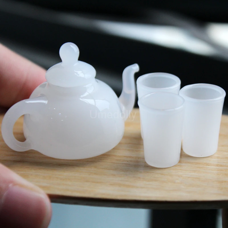 1/6 Scale Glass Mini Teapot Cup for Doll Pretend Play Miniature Dollhouse Kithcen Toy Accessories