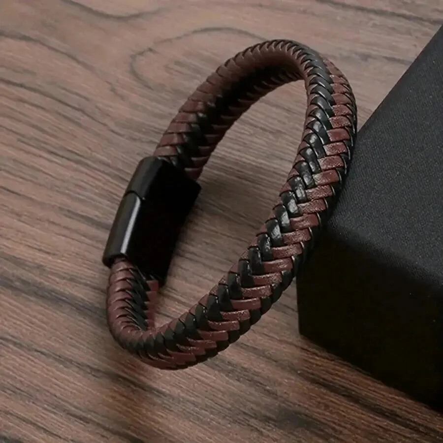 Leather Magnetic Bracelet Men's