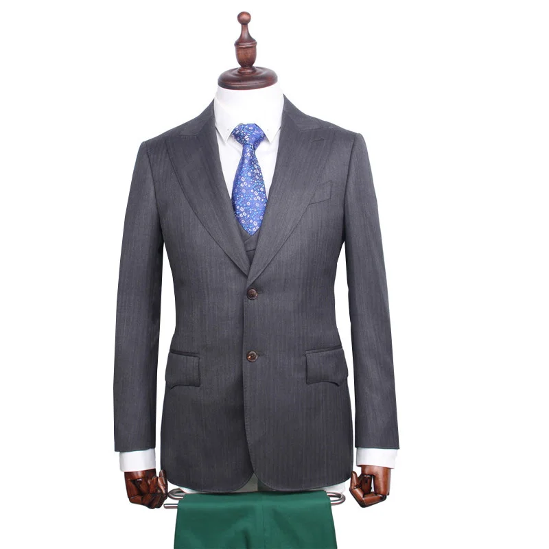 

Herringbone Business Men Suits Custom Made Bespoke Classic Wedding Suits For Men Tailor Made Suit Wool Tuxedos For Men