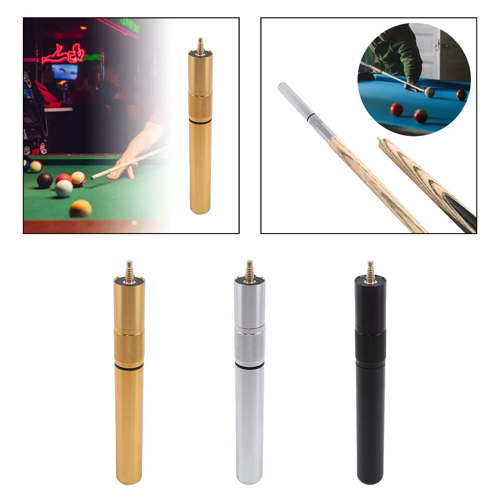 Pool Cue Extender Portable Convenient Aluminum Pool Cue Sticks Extension for Men Women Snooker Beginners Enthusiast Accessory