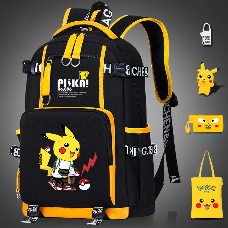 Pokemon Pikachu School Bag Crianças 1 ° Para 3 ° Grau Leve Dacron Moda  Criativa Reflexiva Impermeável Respirável Mochila - AliExpress