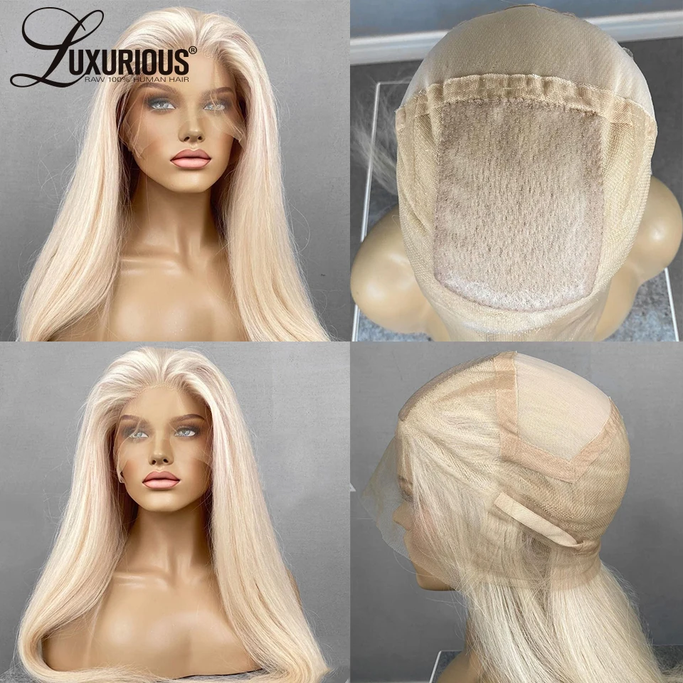 Silk Base Full Lace Wigs For Women Humna Hair 613 Blonde Lace Front Wig Straight Natural Black Transaprent Silk Top Wig