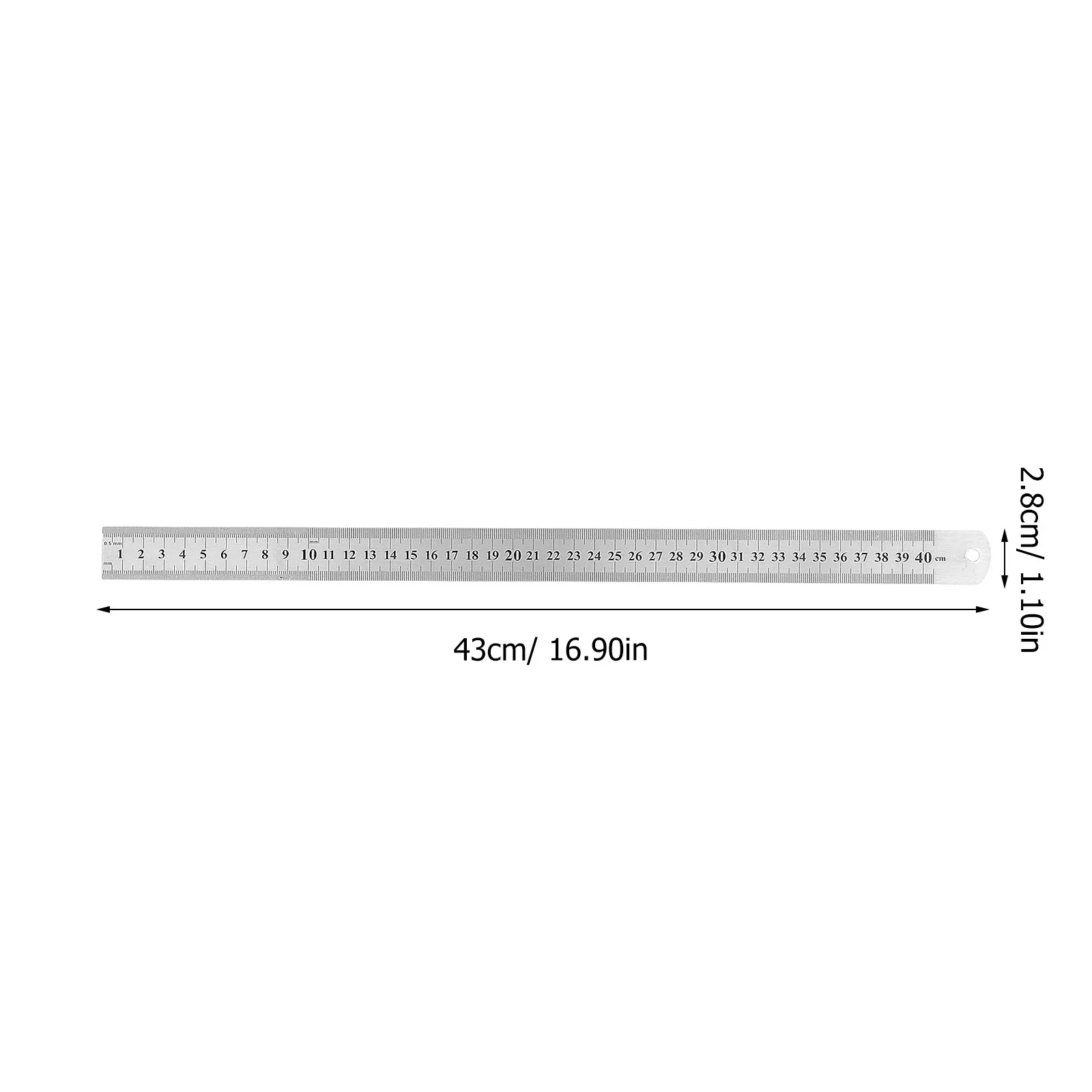 3Pcs 스테인레스 스틸 자 20 30 40Cm 헤비 듀티 금속 자 학교 사무실 드로잉 엔지니어링을위한 더블 스케일