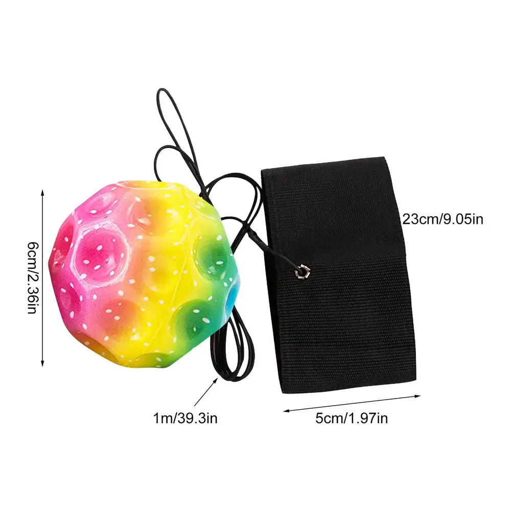 【Versatile】 Outdoor Sports Rebound Balls with Wristband Exercises Hand Throw Back Wrist String Bounce Elastic Rubber Hand