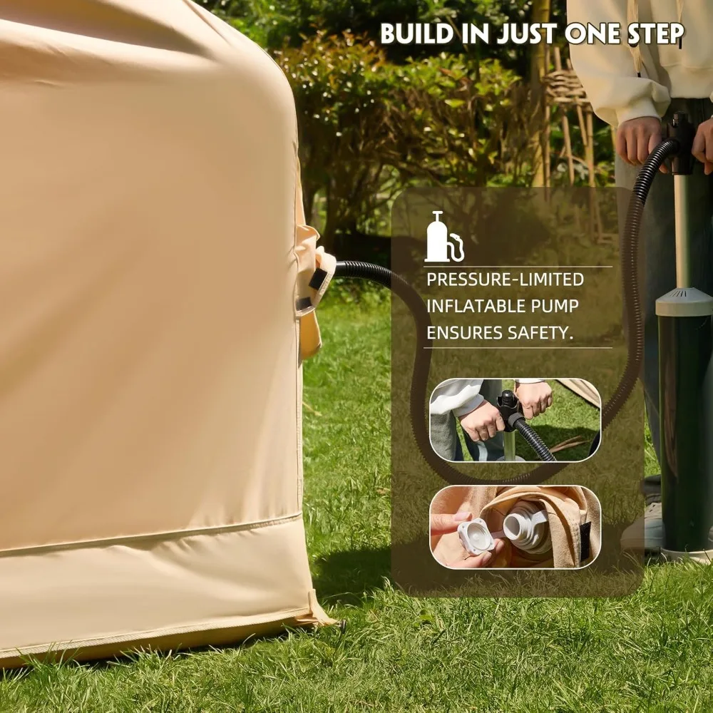 Large Inflatable Camping Tent,with Pump, Waterproof Windproof, Family Tent with Balcony, and Chimney Opening,Outdoor Party Tent 6