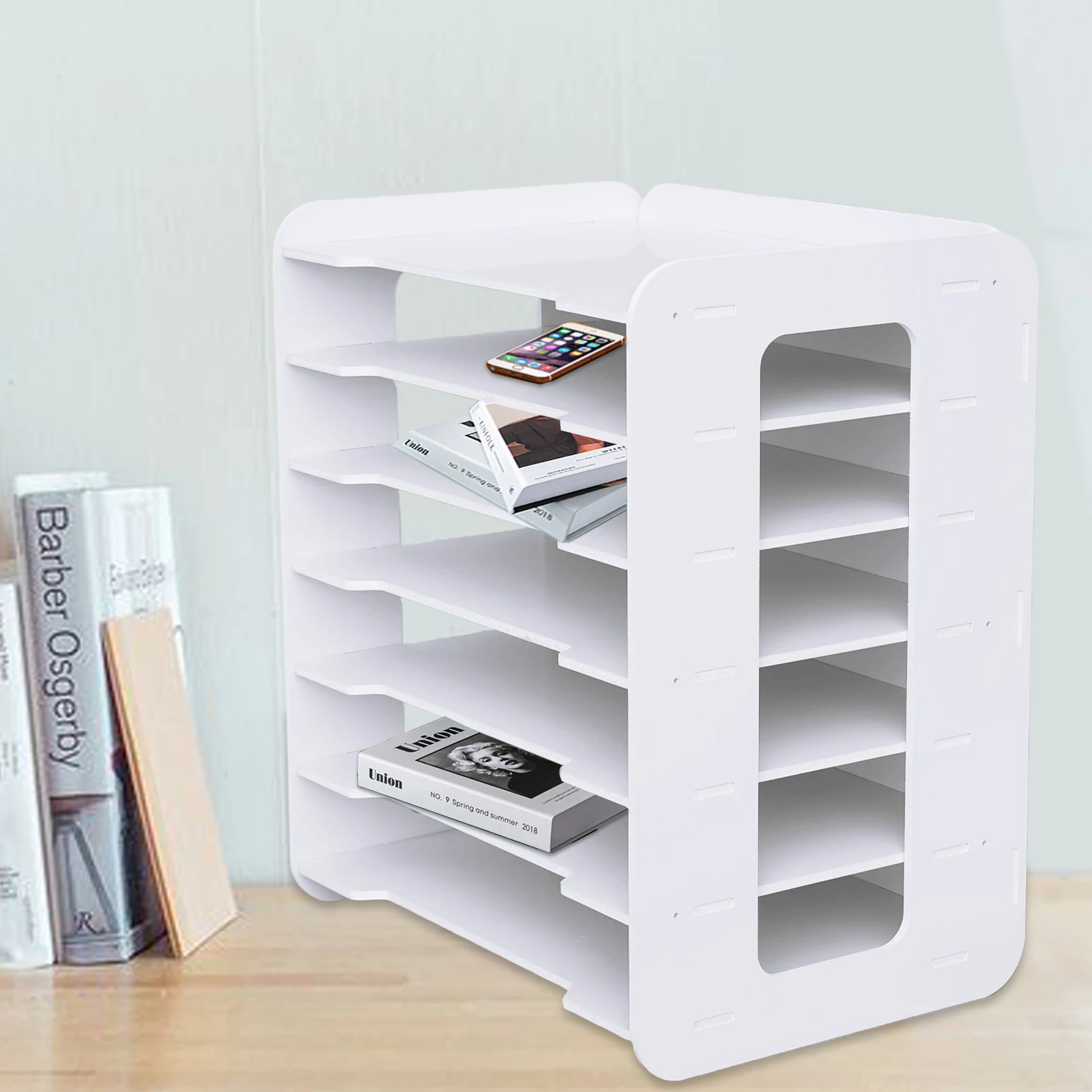 Desktop Storage Rack 7 Tier Desktop Organizer Paper File Holder Document Storage Rack Office Home