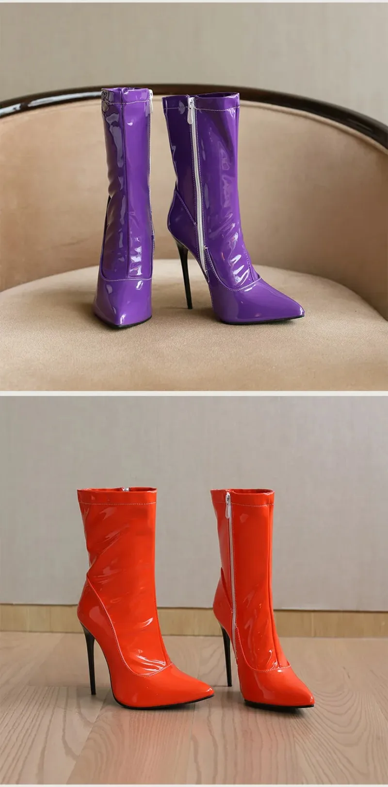 Sexy Women Boot Fashion Patent Leather High Heeled Boot Exquisite Fleece Lined Winter Shoes for Woman Designer Shoes Botas Mujer Sc1d4261ba2604f32a45c25e4eb5f8400i