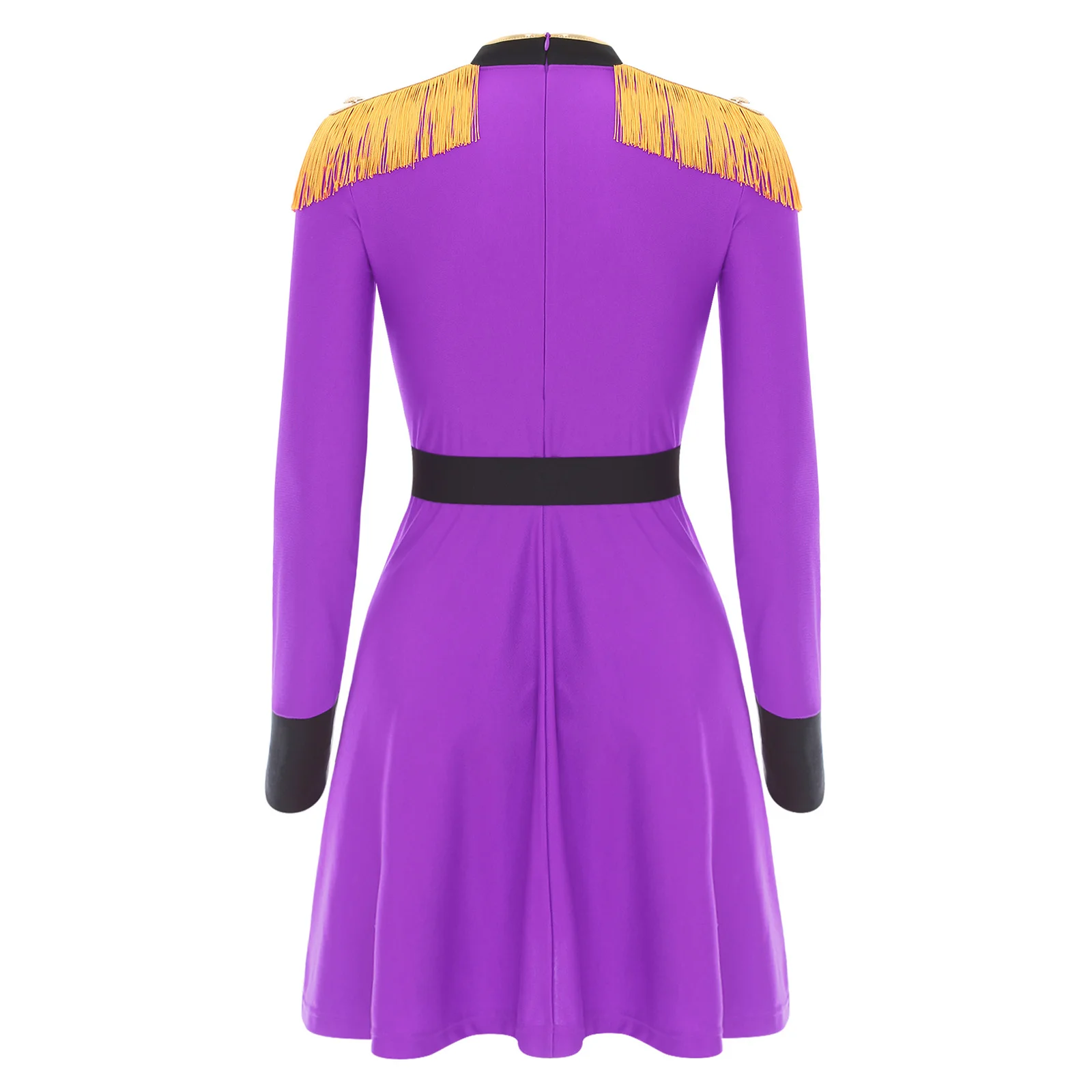 Zirkusringmeister für Damen, Löwenbändiger, Cosplay-Performance-Kostüm, langärmeliges Quastenkleid mit Gürtel für Halloween, Karneval, Party – Detail 17