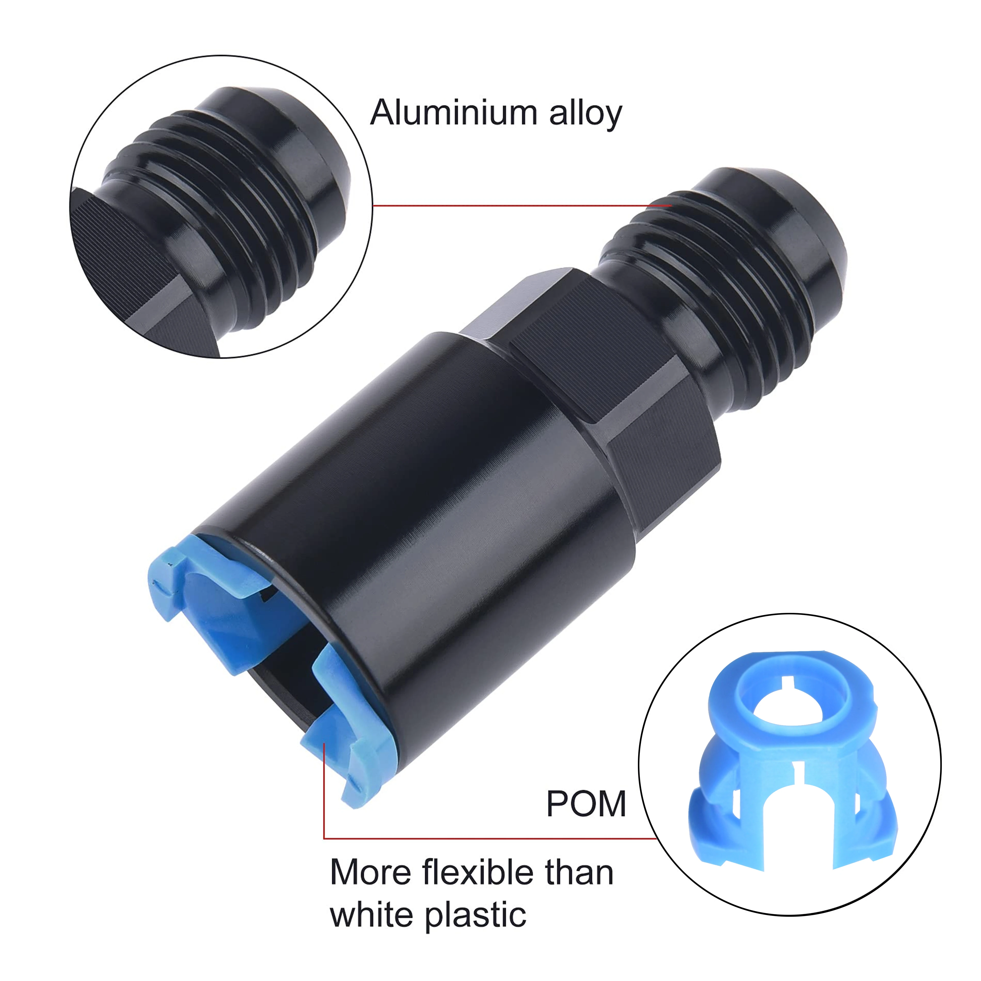 

Aluminium Black Oxidation 6AN AN6 Male to 5/16" 3/8" SAE Quick-Disconnect Female Push-On EFI Fitting Connector Oil Fuel Adapter