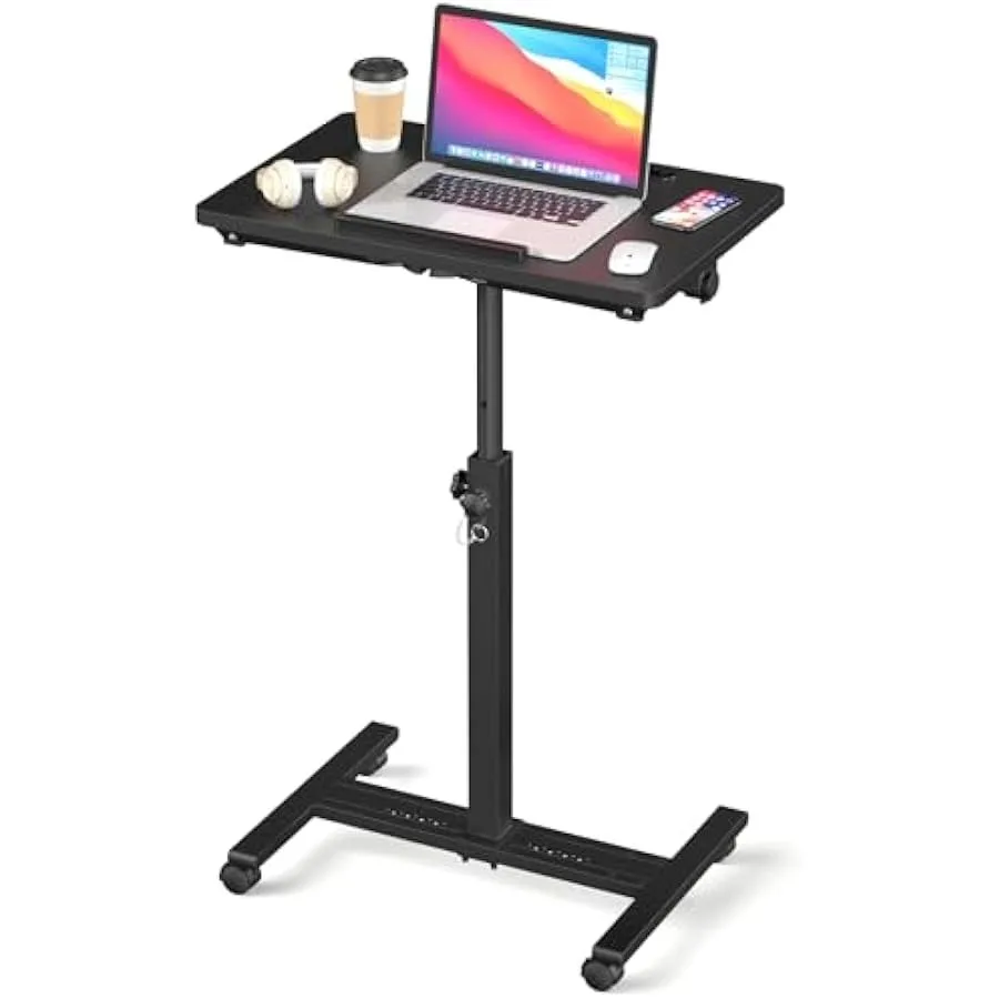 Adjustable Overbed Bedside Rolling Table with Wheels