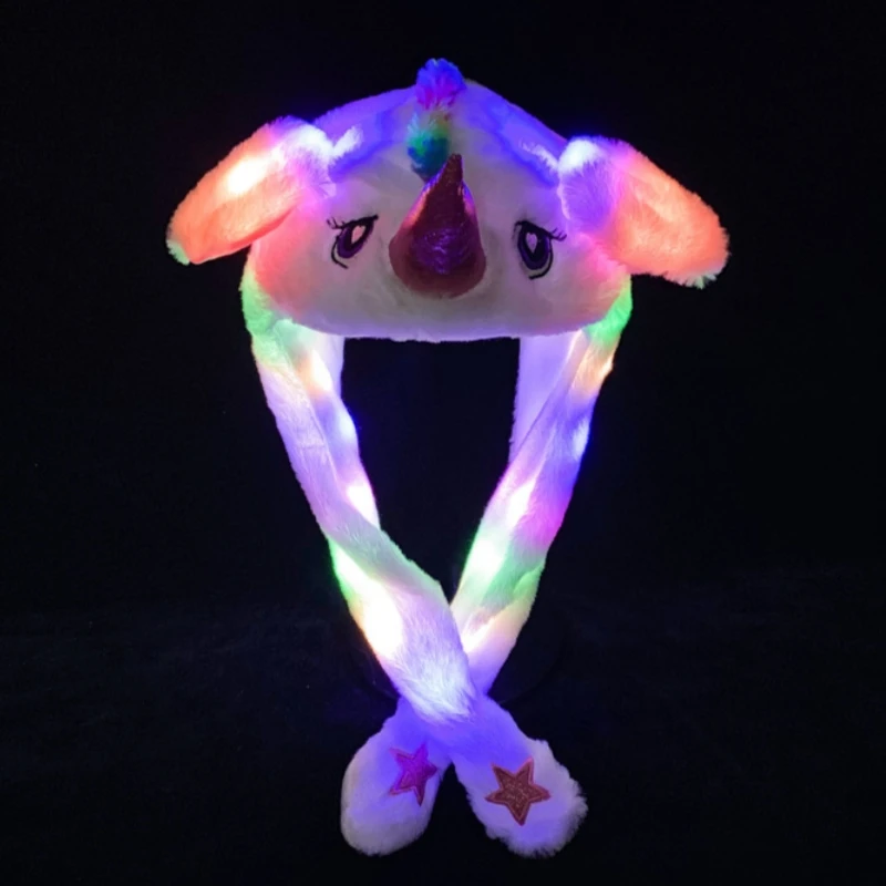 Anime Glowing Bunny Hat Cartoon Rabbit Air Bag Ear Moving Rabbit Hairband Holiday Costume Cute Animal Headwear Decoration Prop