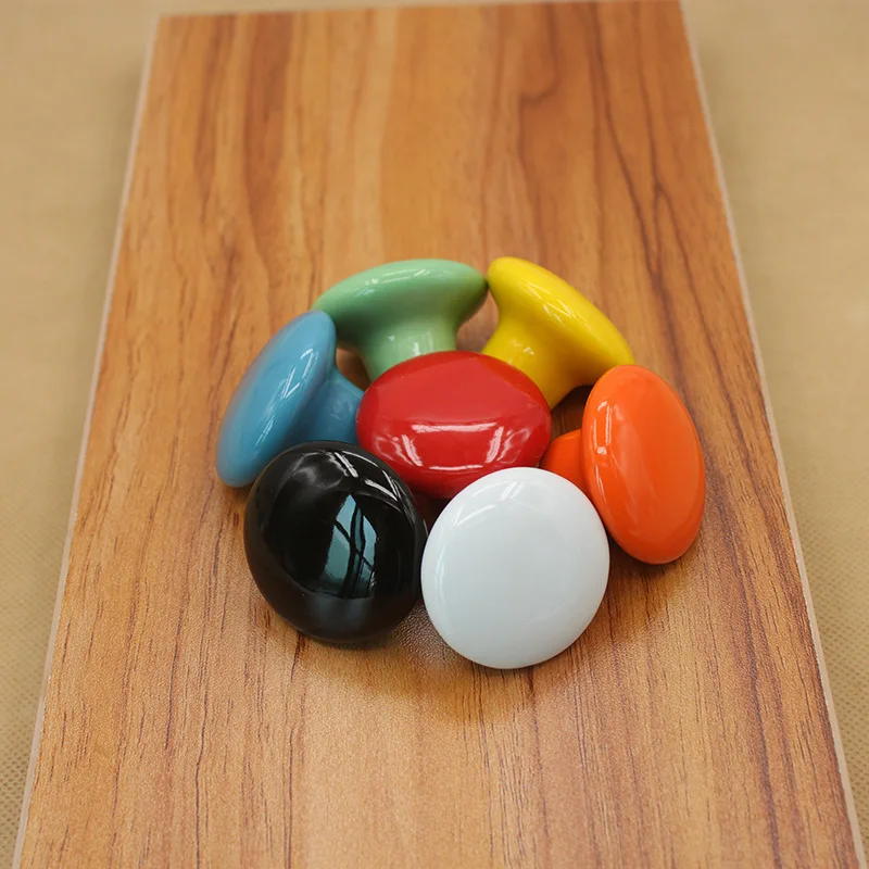 Cabinet Handles Colorful Ceramic Door Handles Round Cabinet Knobs Cupboard Drawer Wardrobe Pull Knob Furniture Candy Color Accessories cabinet handles