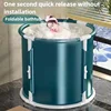 Folding Household Bath Tub Adult and Child Bath Tub Full Body Bath Tub 6 Layers Thickened with Seat Cushion Dark Green 1