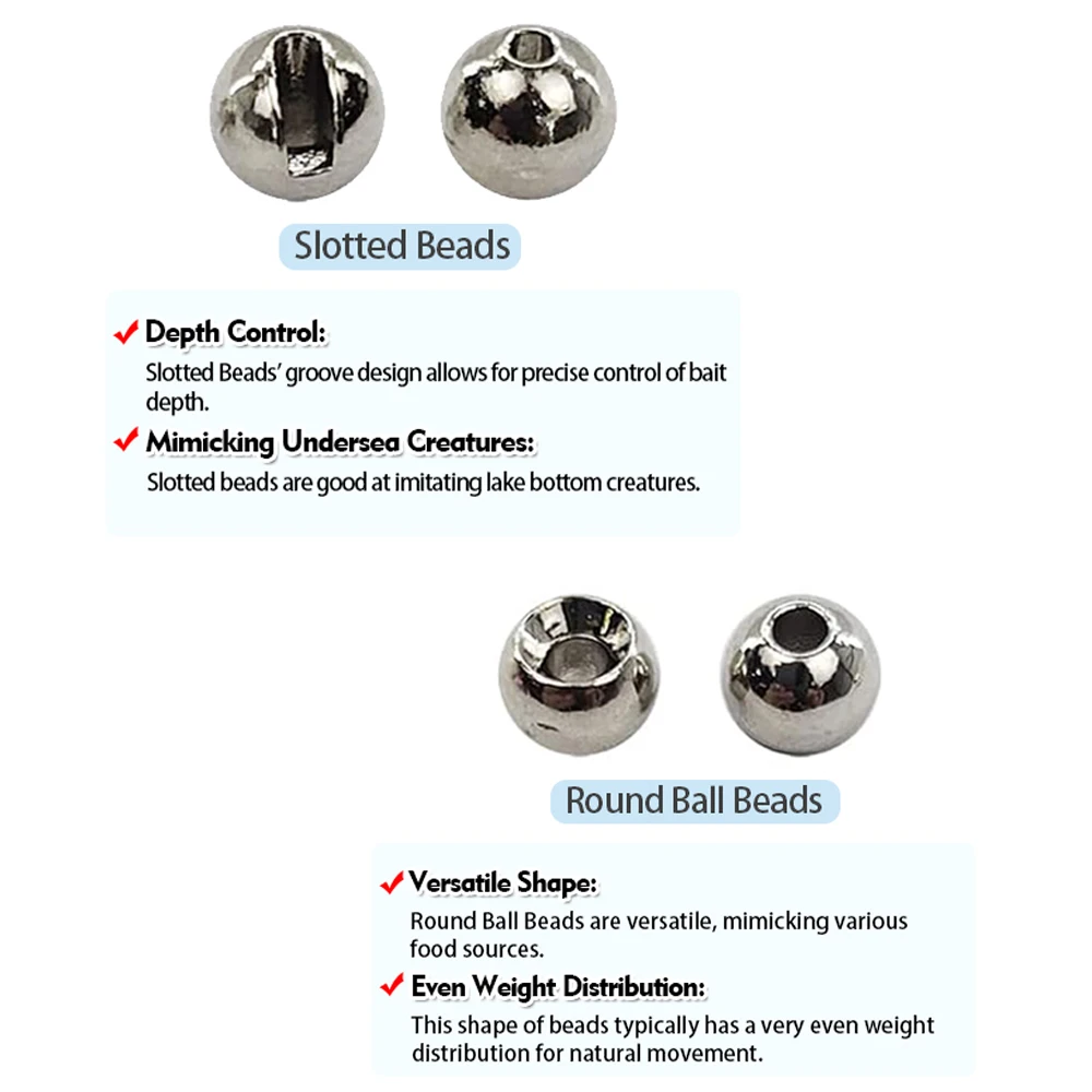 Perles tungstène Aventik 2.5-4.5mm pour montage de nymphes, perles fendues haute densité pour la pêche