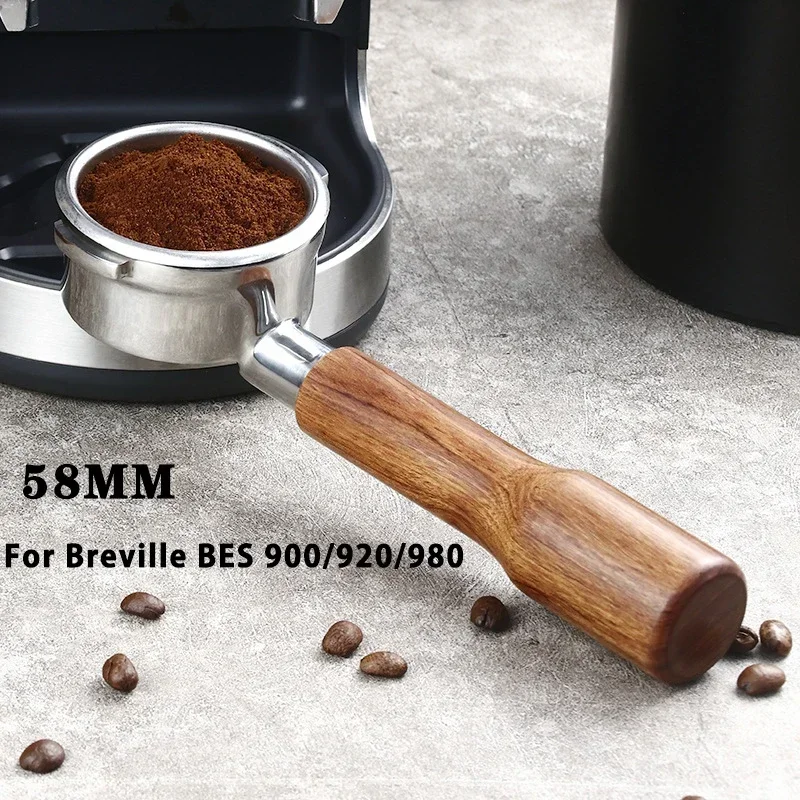 58MM 2 Ears Bottomless Coffee Portafilter for Breville BES900/920/980 304 Stainless Steel Espresso Modified Handle Tool