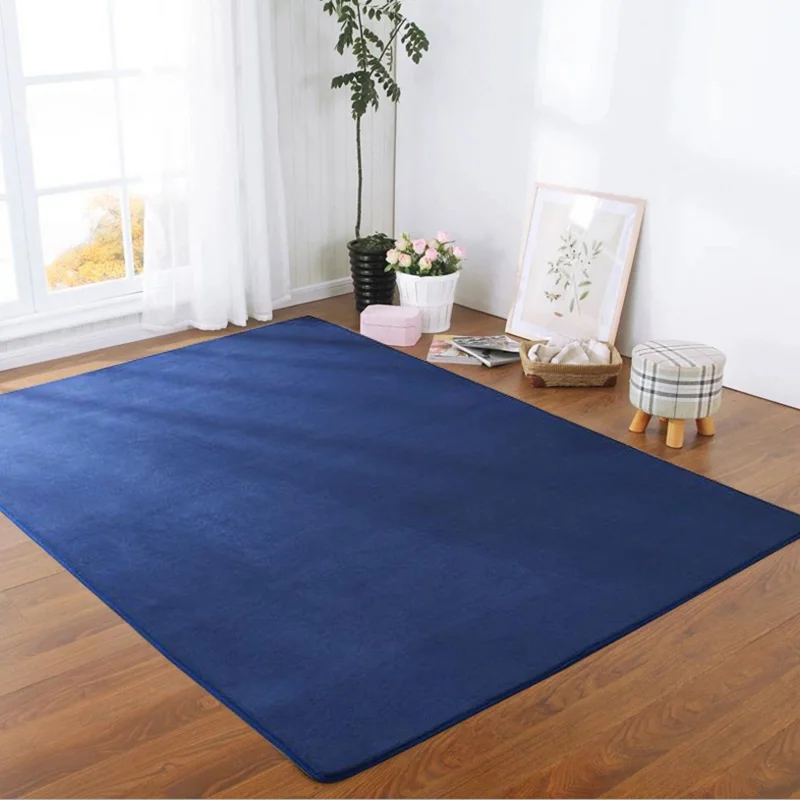 Solid Color Coral Velvet Carpet Modern Living Room Carpet Bedroom Bedside Children Rug Tatami Crawling Mat Home Decoration Rug