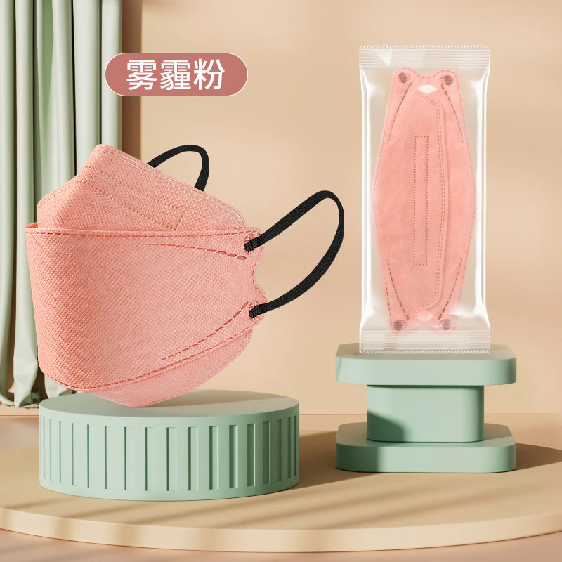 100 pieces Fish Mouth face masks Adult KF Fish shaped Willow Leaf Independent Packaging Four Layer KN95 Morandi Color respirator 6