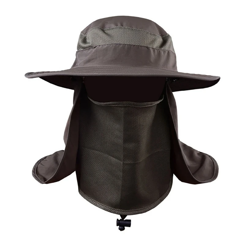 Summer 3pcs/Set Men Bucket Hat with Shawl Veil Hunting Hat Detachable 12cm Army Sun Waterproof Outdoor Camp Fishing Cap
