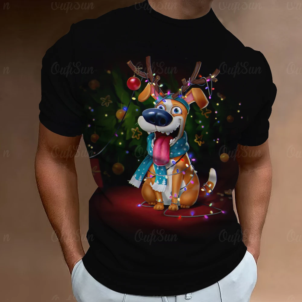 

3D Christmas Tshirt Print Festival T-Shirt Summer Casual Short Sleeve Top Tee Festival Party Men's T Shirt for Men Oversized Top